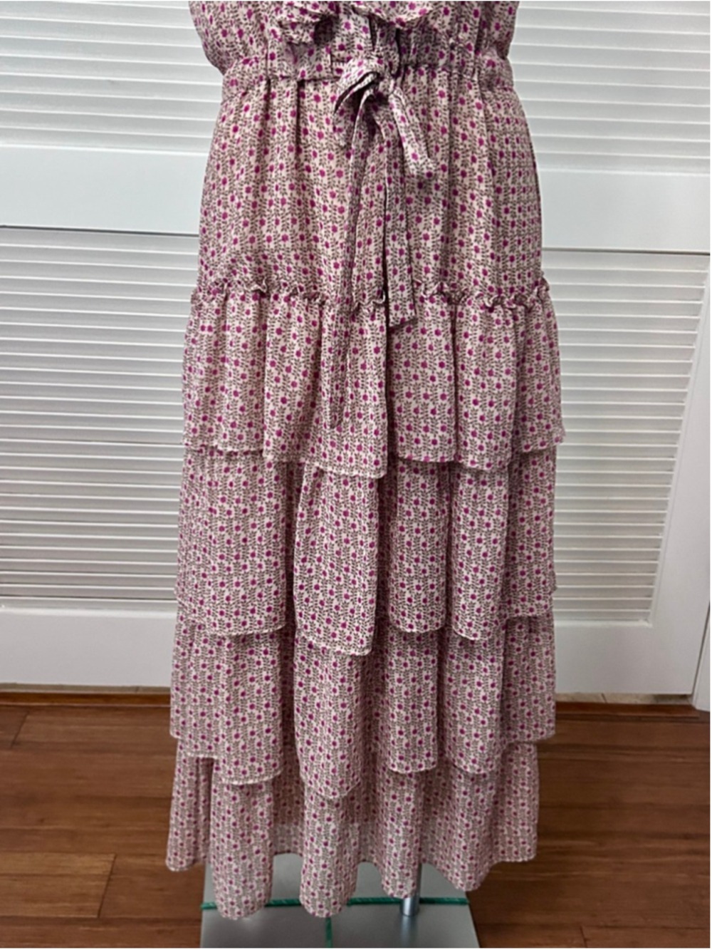 MISA Los Angeles Julez Floral Chiffon Tiered Ruffle Maxi Dress Medium - Picture 4 of 11